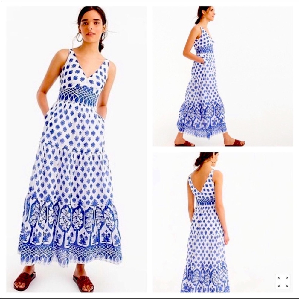 J.Crew blue and white maxi dress
